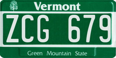 VT license plate ZCG679