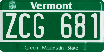 VT license plate ZCG681