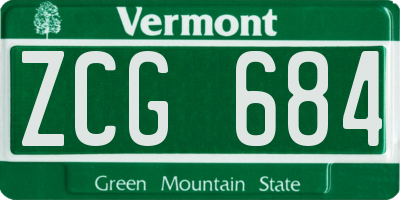 VT license plate ZCG684