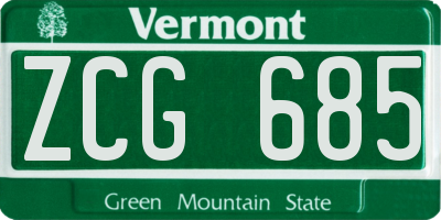 VT license plate ZCG685