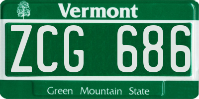 VT license plate ZCG686