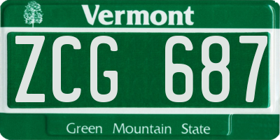 VT license plate ZCG687