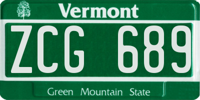 VT license plate ZCG689