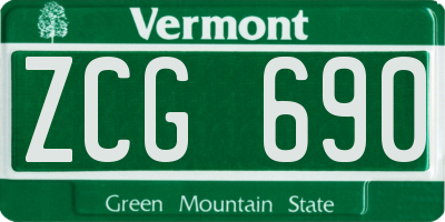 VT license plate ZCG690