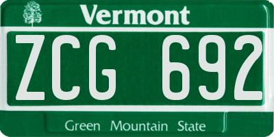 VT license plate ZCG692