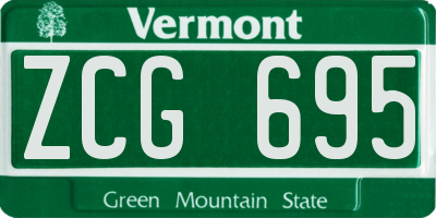 VT license plate ZCG695