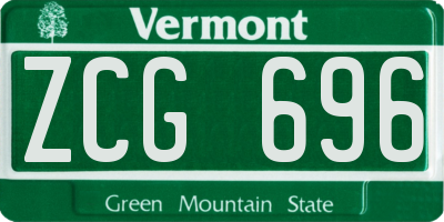 VT license plate ZCG696