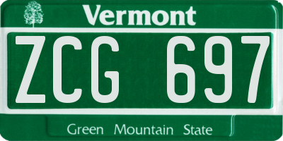 VT license plate ZCG697