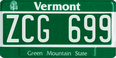 VT license plate ZCG699