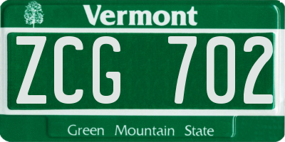 VT license plate ZCG702
