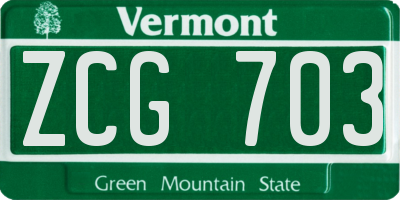 VT license plate ZCG703