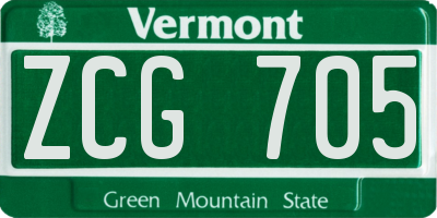 VT license plate ZCG705