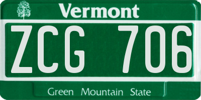 VT license plate ZCG706