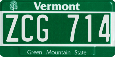 VT license plate ZCG714