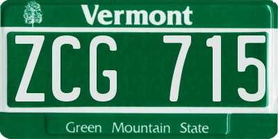 VT license plate ZCG715