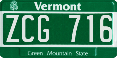 VT license plate ZCG716