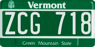VT license plate ZCG718