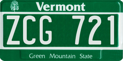 VT license plate ZCG721