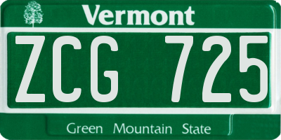 VT license plate ZCG725
