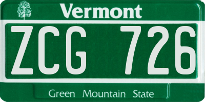 VT license plate ZCG726