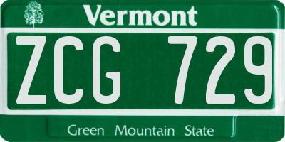 VT license plate ZCG729