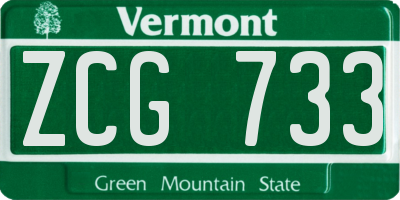 VT license plate ZCG733