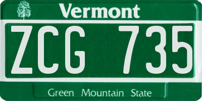 VT license plate ZCG735