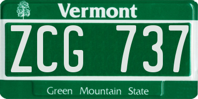 VT license plate ZCG737