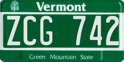 VT license plate ZCG742