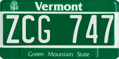 VT license plate ZCG747
