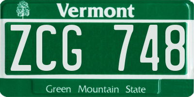 VT license plate ZCG748