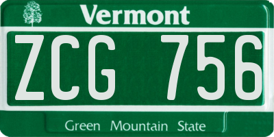 VT license plate ZCG756