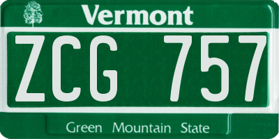 VT license plate ZCG757