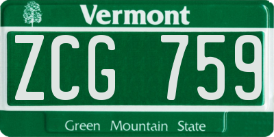 VT license plate ZCG759