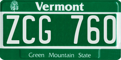 VT license plate ZCG760