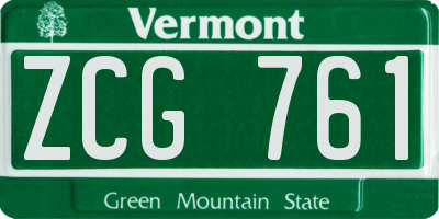 VT license plate ZCG761