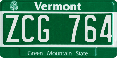 VT license plate ZCG764