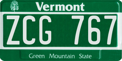 VT license plate ZCG767