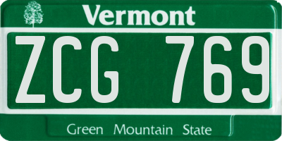 VT license plate ZCG769