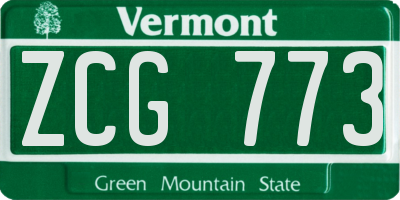 VT license plate ZCG773