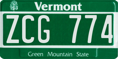 VT license plate ZCG774