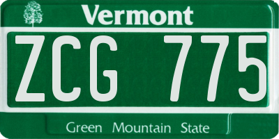 VT license plate ZCG775