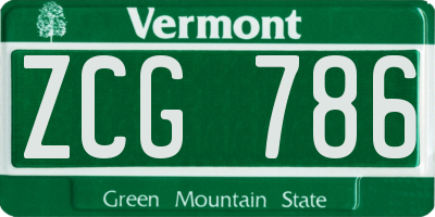 VT license plate ZCG786