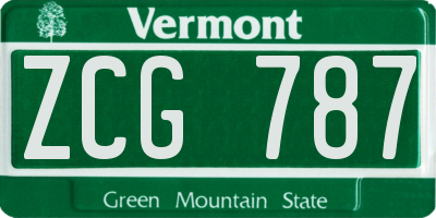 VT license plate ZCG787