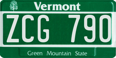 VT license plate ZCG790