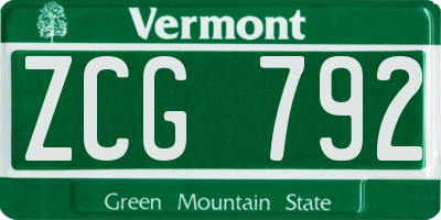 VT license plate ZCG792