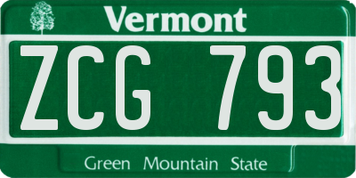VT license plate ZCG793
