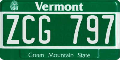 VT license plate ZCG797