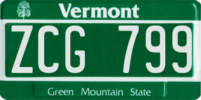 VT license plate ZCG799