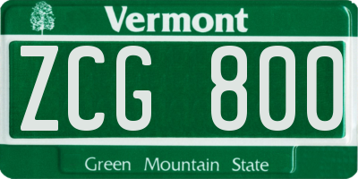 VT license plate ZCG800